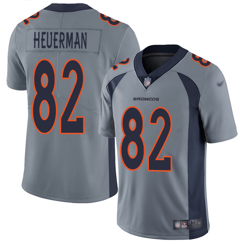 Men Denver Broncos #82 Jeff Heuerman Limited Silver Inverted Legend Football NFL Jersey->denver broncos->NFL Jersey